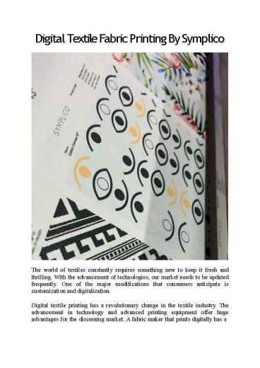 Digital Textile Fabric Printing By Symplico