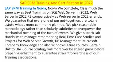 SAP SRM Training Institute in Noida