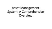 Asset Management System: A Comprehensive Overview
