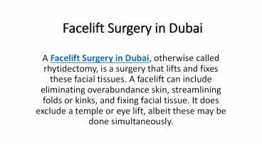 Facelift Surgery in Dubai