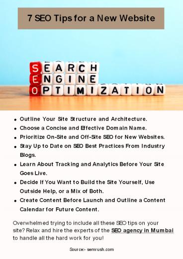 7 SEO Tips for a New Website