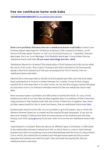 free me vashikaran Karne wale baba ji