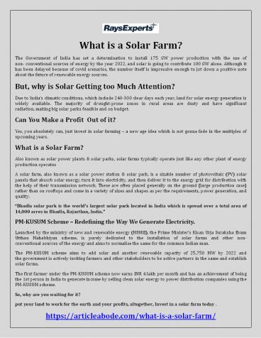 What is a Solar Farm?