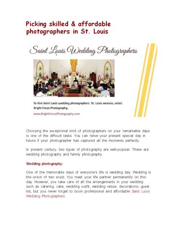 Picking skilled & affordable photographers in St. Louis