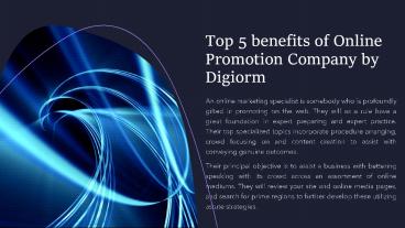 Top 5 benefits of Online Promotion Company by Digiorm_