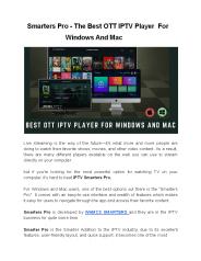 Best OTT IPTV Player For Windows And Mac -  Smarters Pro