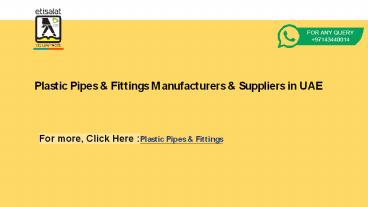 Plastic Pipes & Fittings Manufacturers & Suppliers in UAE
