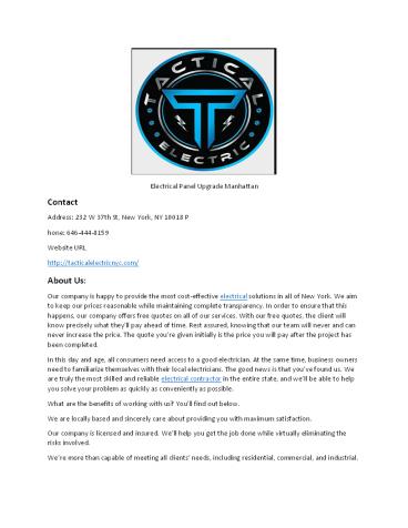 Electrical Panel Upgrade Manhattan