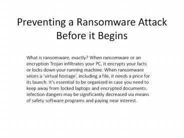 Preventing a Ransomware Attack Before it Begins