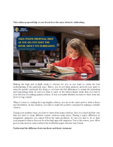 Take online proposal help as you do not have the sense about its subheading