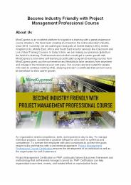 Become Industry Friendly With Project Management Professional Course (1)