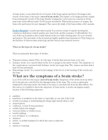 What exactly is a brain stroke?