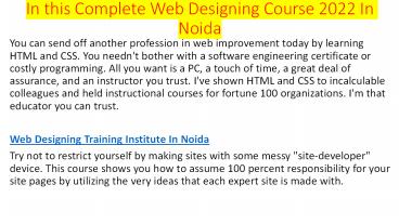 Web Designing Training Institute In Noida