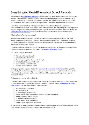 Everything You Should Know About School Physicals