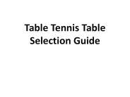 Table Tennis Table Selection Guide