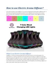 How to use Electric Aroma Diffuser?