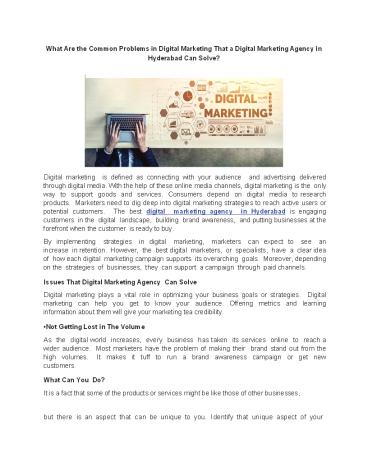 What Are the Common Problems in Digital Marketing That a Digital Marketing Agency in Hyderabad Can Solve?