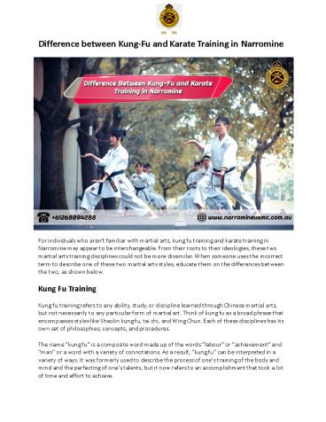 Difference Between Kung-Fu and Karate Training in Narromine