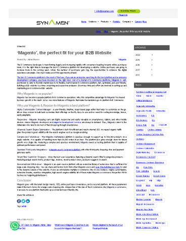 ‘Magento’, the perfect fit for your B2B Website