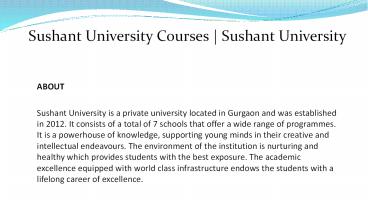Sushant University Courses | Sushant University