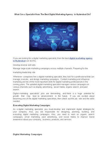 What Can a Specialist from The Best Digital Marketing Agency in Hyderabad Do?