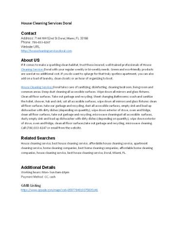 House Cleaning Services Doral