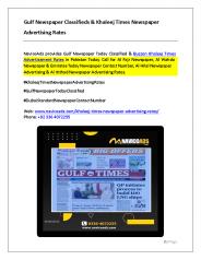 Gulf Newspaper Classifieds & Khaleej Times Newspaper Advertising Rates