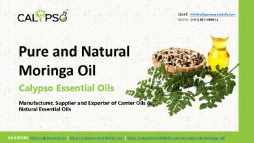 Supplier Of 100% Pure Moringa Oil