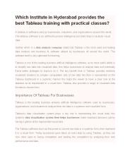 Best Tableau Training Institute in Hyderabad