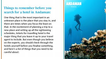 Things to remember before you search for a hotel in Andaman