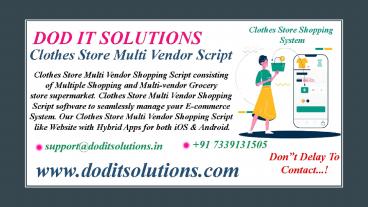 Clothes Store Multi Vendor System - DOD IT SOLUTIONS