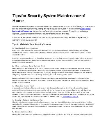Tips for Security System Maintenance of Home