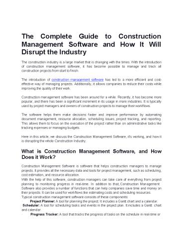 The Complete Guide to Construction Management Software and How It Will Disrupt the Industry