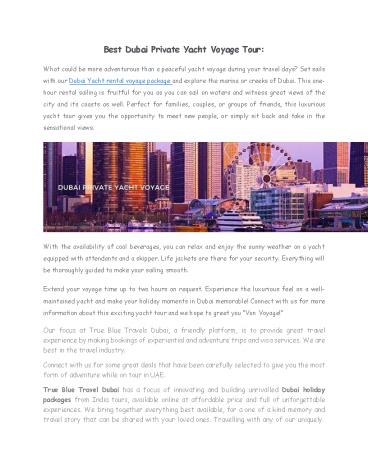 Best Dubai Private Yacht Voyage Tour