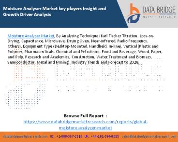 Moisture Analyser Market key players Insight and Growth Driver Analysis