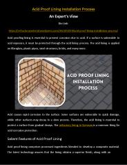 Acid Proof Lining Installation Process