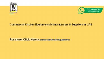 Commercial Kitchen Equipments Manufacturers & Suppliers in UAE