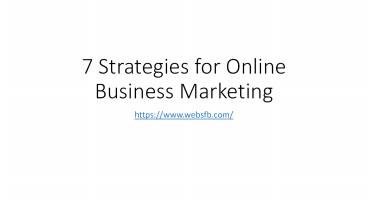 Strategies for Online Business Marketing