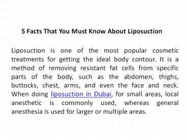 5 Facts That You Must Know About Liposuction