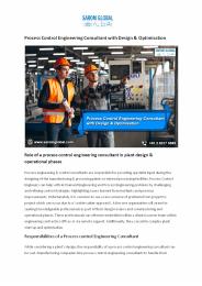 Process Control Engineering Consultant with Design & Optimisation