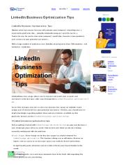 LinkedIn Business Optimization Tips