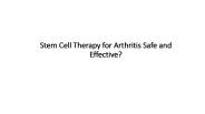 is stem cells therapy for arthritis is safe?
