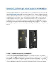 Excellent Custom Vape Boxes Enhance Product Sale