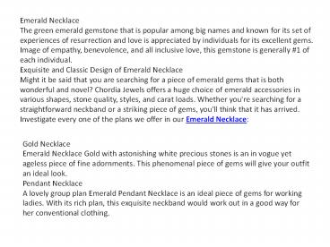 Elegant and Classic Design of Emerald Necklace