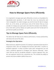 How to Manage Spare Parts Efficiently