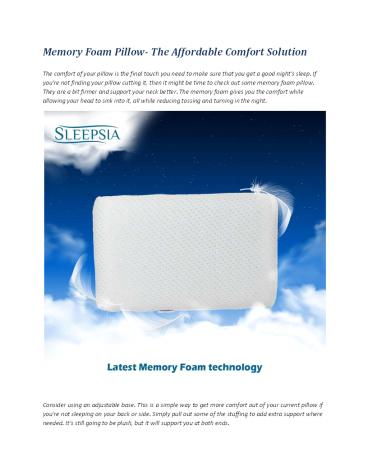 Memory Foam Pillow- The Affordable Comfort Solution