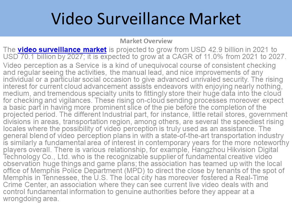 PPT Video Surveillance Market Report PowerPoint presentation free