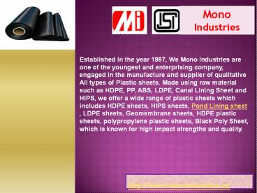 Geomembrane Sheet and Pond Lining Sheet