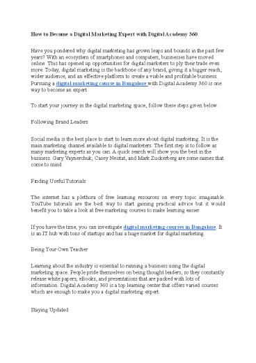 How to Become a Digital Marketing Expert with Digital Academy 360 ...