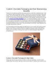 Custom Chocolate Packaging and their Mesmerising Benefits